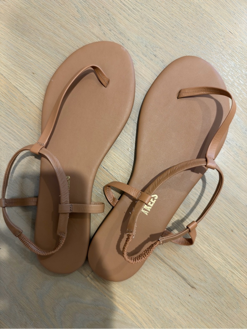 TKEES Tan Leather Toe-Loop Sandals